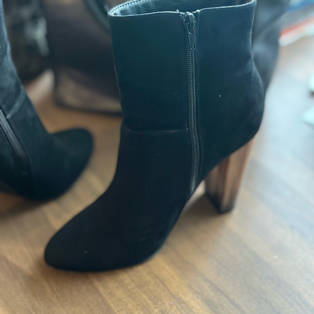 JustFab Black Suede Booties, Size 8.5-9